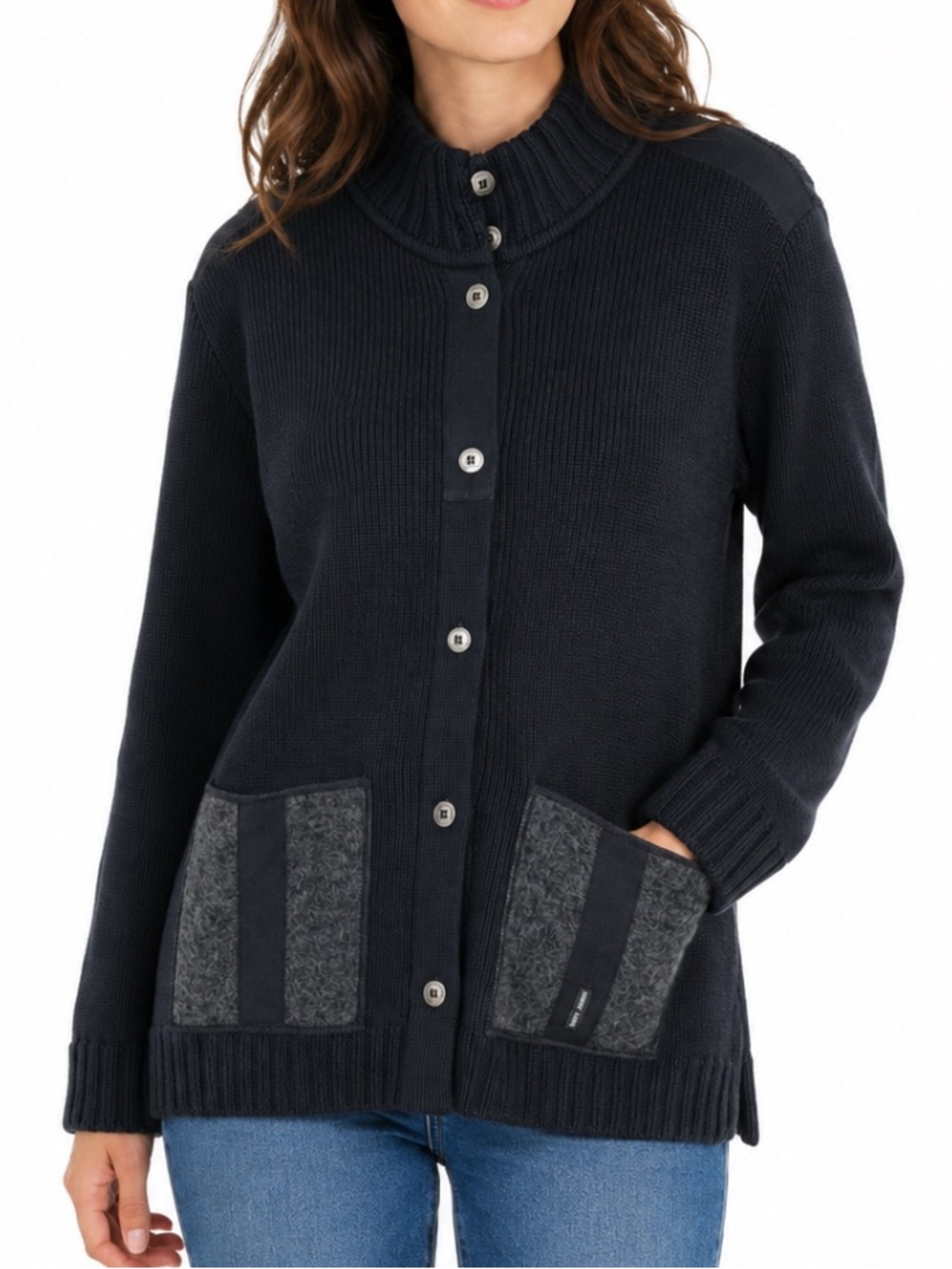 Saint James 100% Wool Cardigan Sweater Nautical Preppy Fall Classic Womens L